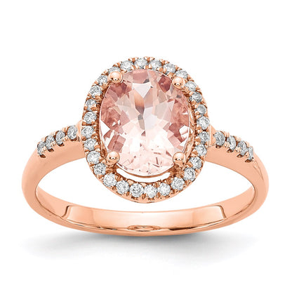 14k Rose Gold Morganite & Real Diamond Ring