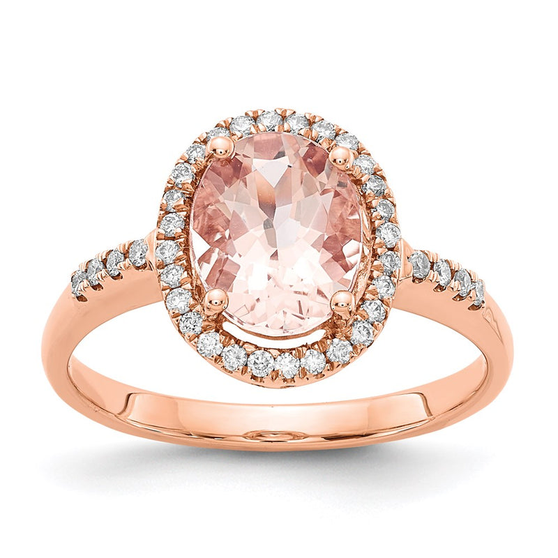 14k Rose Gold Morganite & Real Diamond Ring