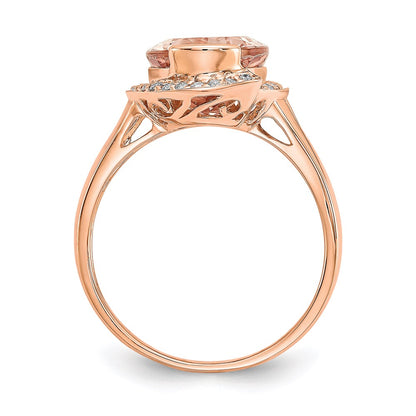 14k Rose Gold Morganite & Real Diamond Ring