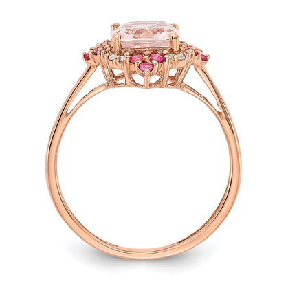 14k Rose Gold Morganite & Real Diamond Ring