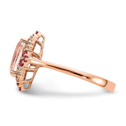 14k Rose Gold Morganite & Real Diamond Ring