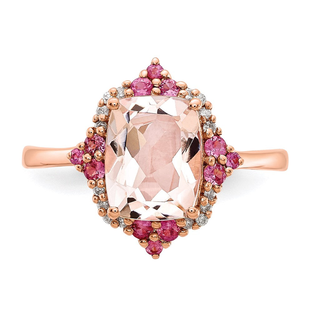 14k Rose Gold Morganite & Real Diamond Ring