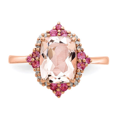 14k Rose Gold Morganite & Real Diamond Ring