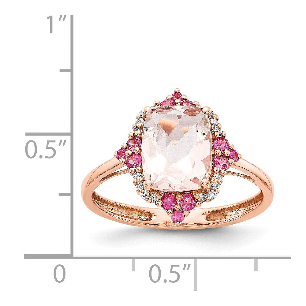 14k Rose Gold Morganite & Real Diamond Ring