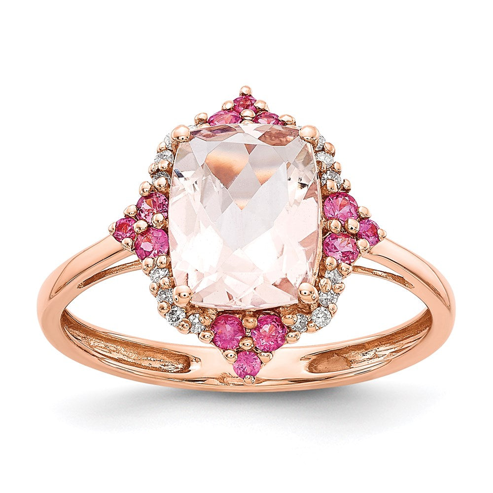 14k Rose Gold Morganite & Real Diamond Ring