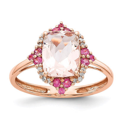 14k Rose Gold Morganite & Real Diamond Ring