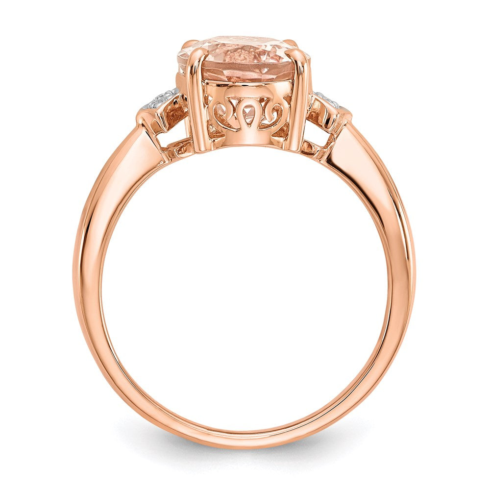14k Rose Gold Real Diamond and Morganite Ring