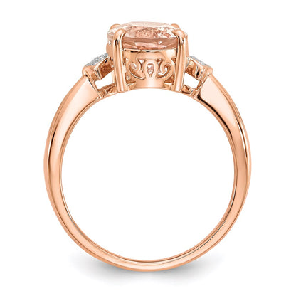 14k Rose Gold Real Diamond and Morganite Ring