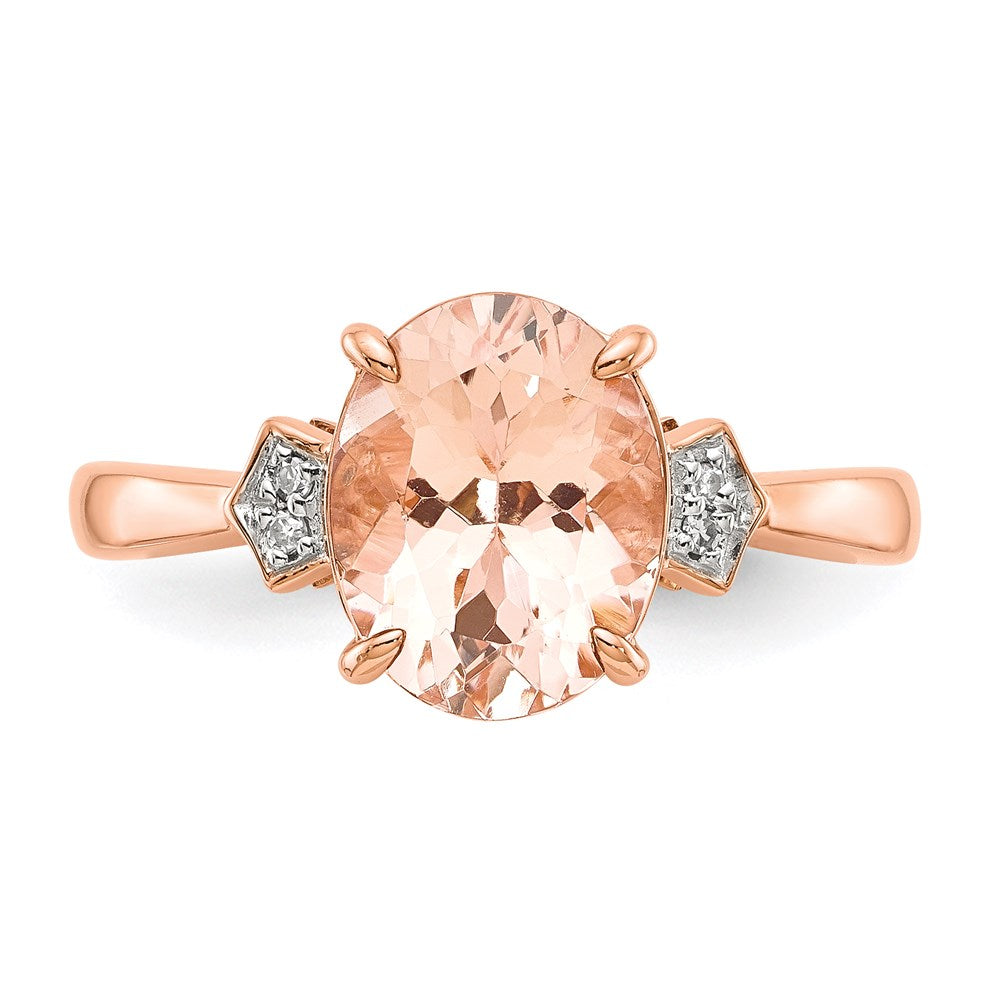 14k Rose Gold Real Diamond and Morganite Ring
