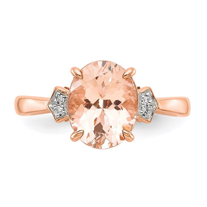 14k Rose Gold Real Diamond and Morganite Ring
