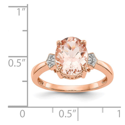 14k Rose Gold Real Diamond and Morganite Ring