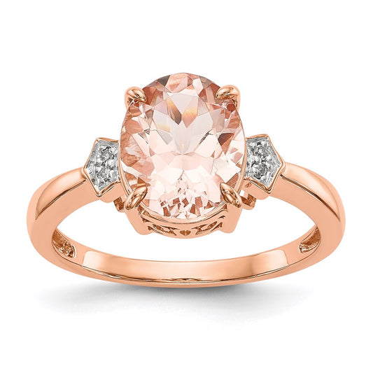 14k Rose Gold Real Diamond and Morganite Ring