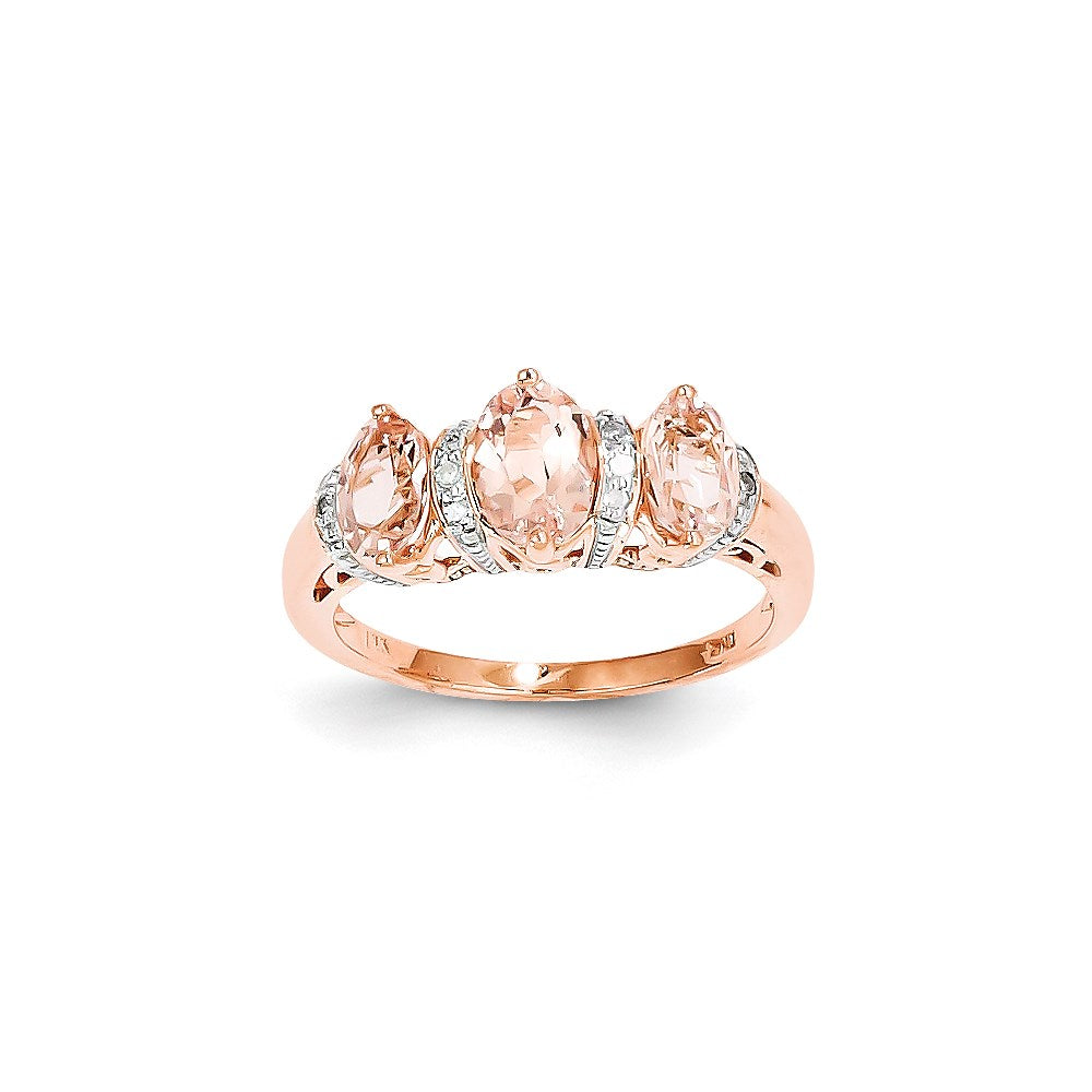 14k Rose Gold Real Diamond and Morganite Ring