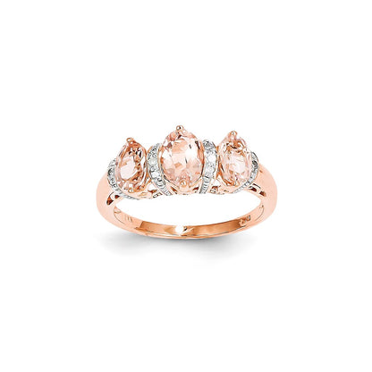 14k Rose Gold Real Diamond and Morganite Ring