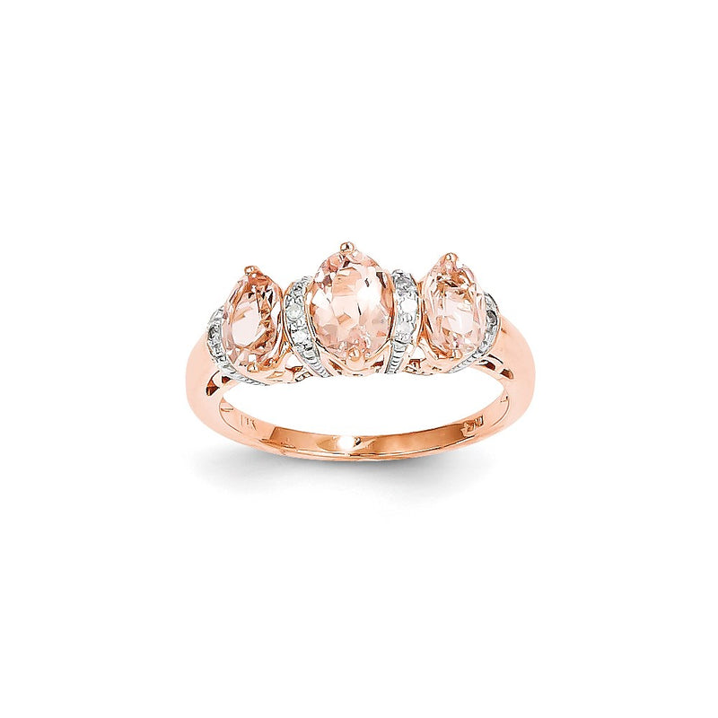 14k Rose Gold Real Diamond and Morganite Ring