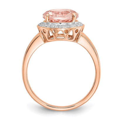 14k Rose Gold Real Diamond and Morganite Round Ring