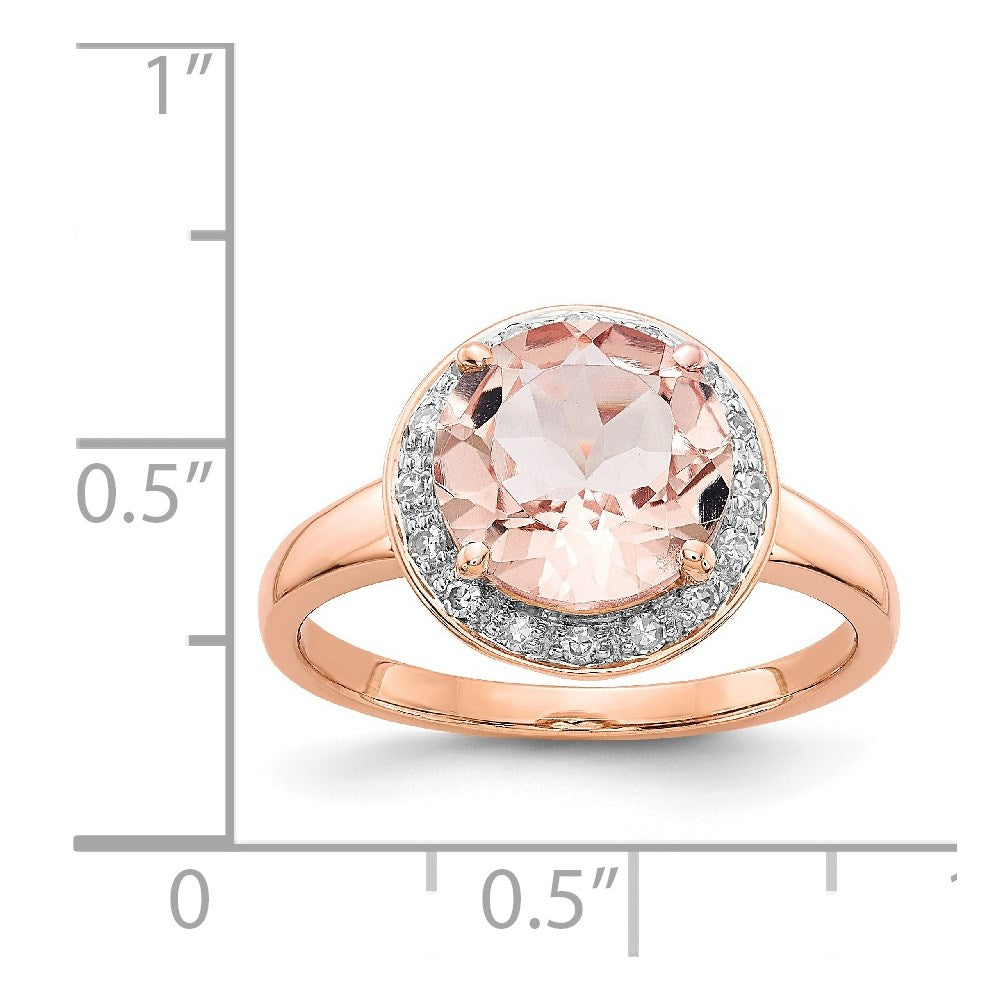 14k Rose Gold Real Diamond and Morganite Round Ring