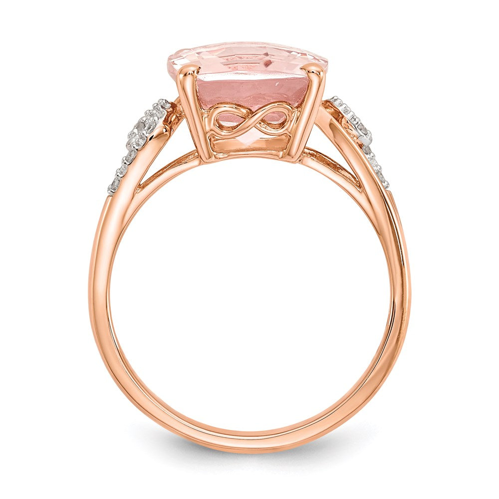 14k Rose Gold Real Diamond and Morganite Square Ring