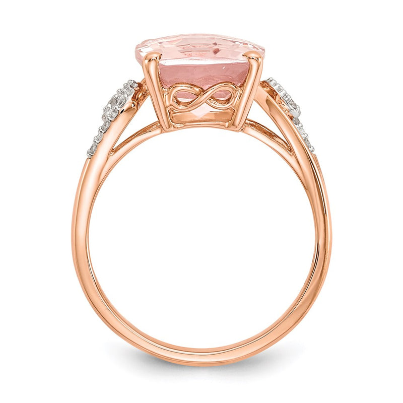 14k Rose Gold Real Diamond and Morganite Square Ring