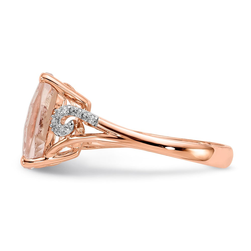 14k Rose Gold Real Diamond and Morganite Square Ring