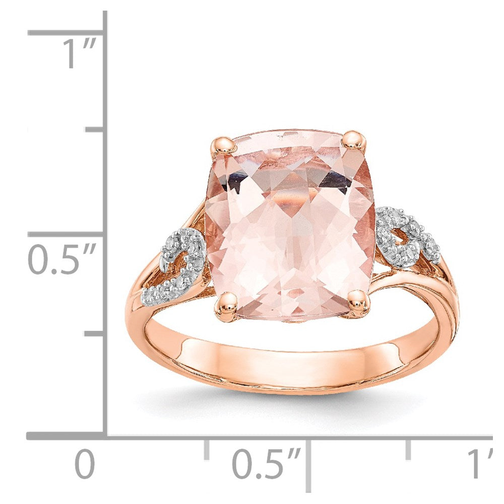 14k Rose Gold Real Diamond and Morganite Square Ring