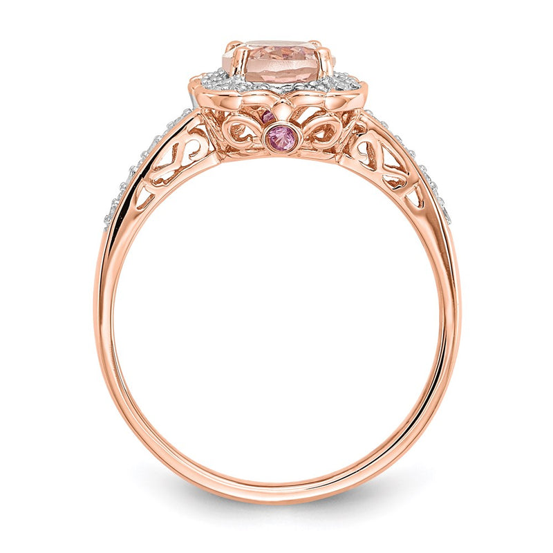 14k Rose Gold Real Diamond Morganite Ring