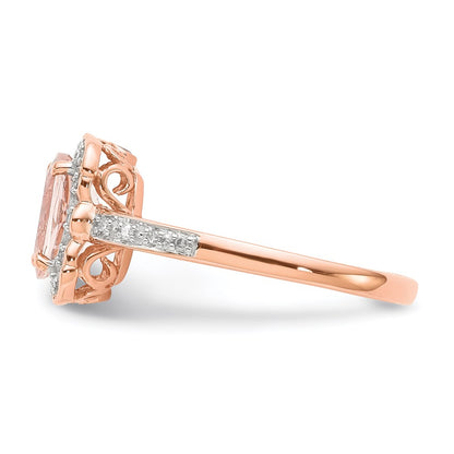 14k Rose Gold Real Diamond Morganite Ring