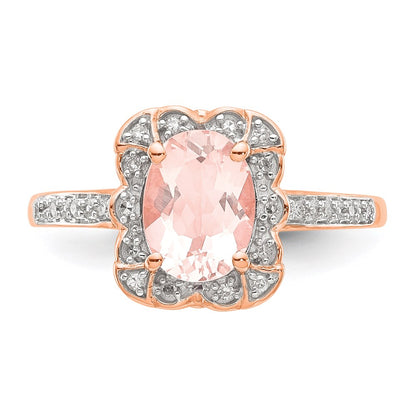 14k Rose Gold Real Diamond Morganite Ring