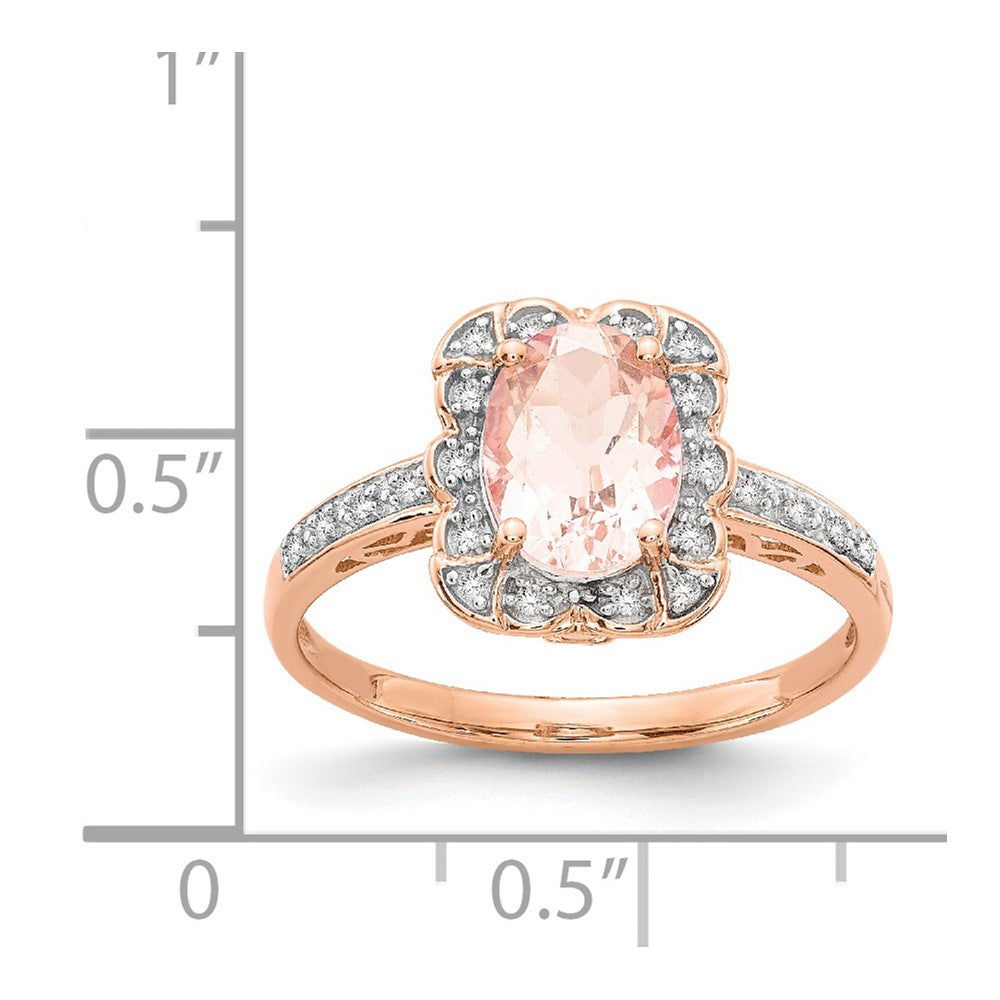 14k Rose Gold Real Diamond Morganite Ring