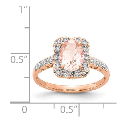 14k Rose Gold Real Diamond Morganite Ring