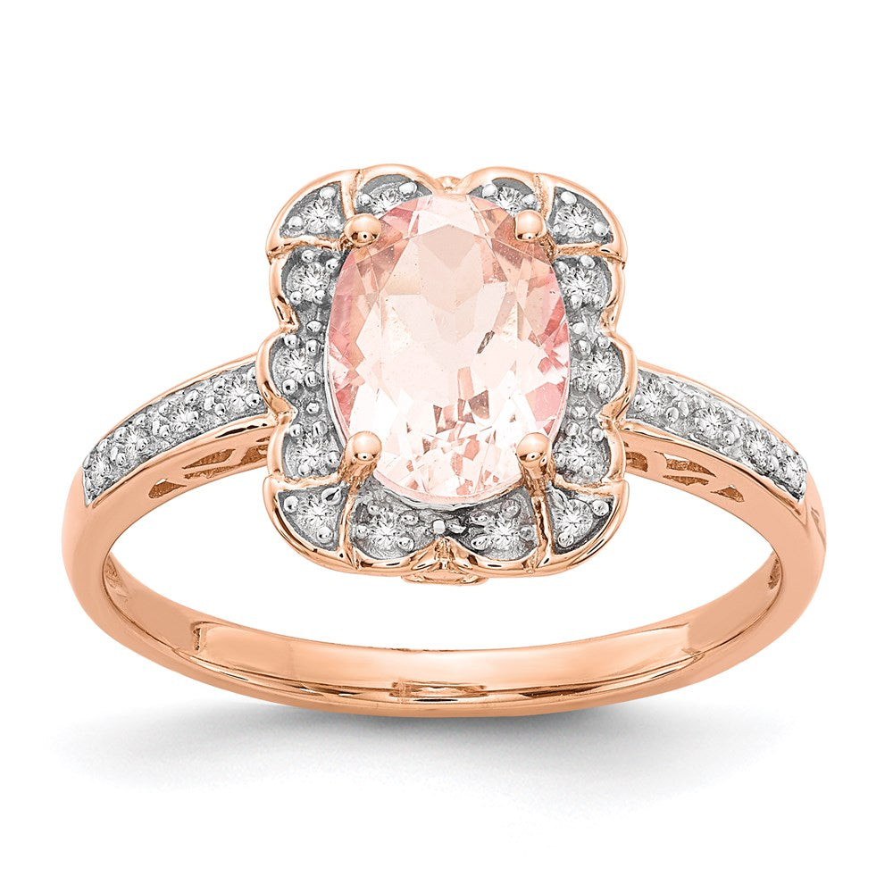 14k Rose Gold Real Diamond Morganite Ring