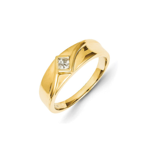 14K Yellow Gold Real Diamond Mens Ring