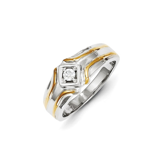 14k Two-Tone Gold Real Diamond Men's Ring