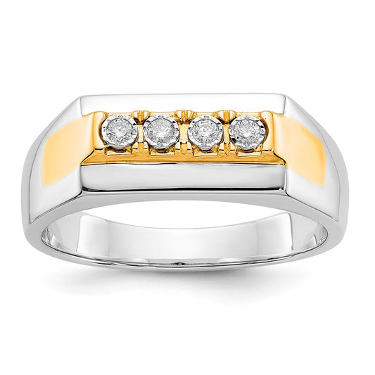 14k Two-Tone Gold Real Diamond Men's Ring