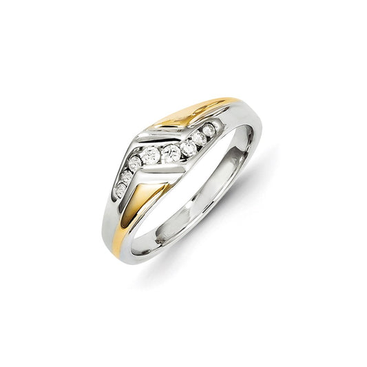 14k Two-tone Gold Real Diamond Mens Ring