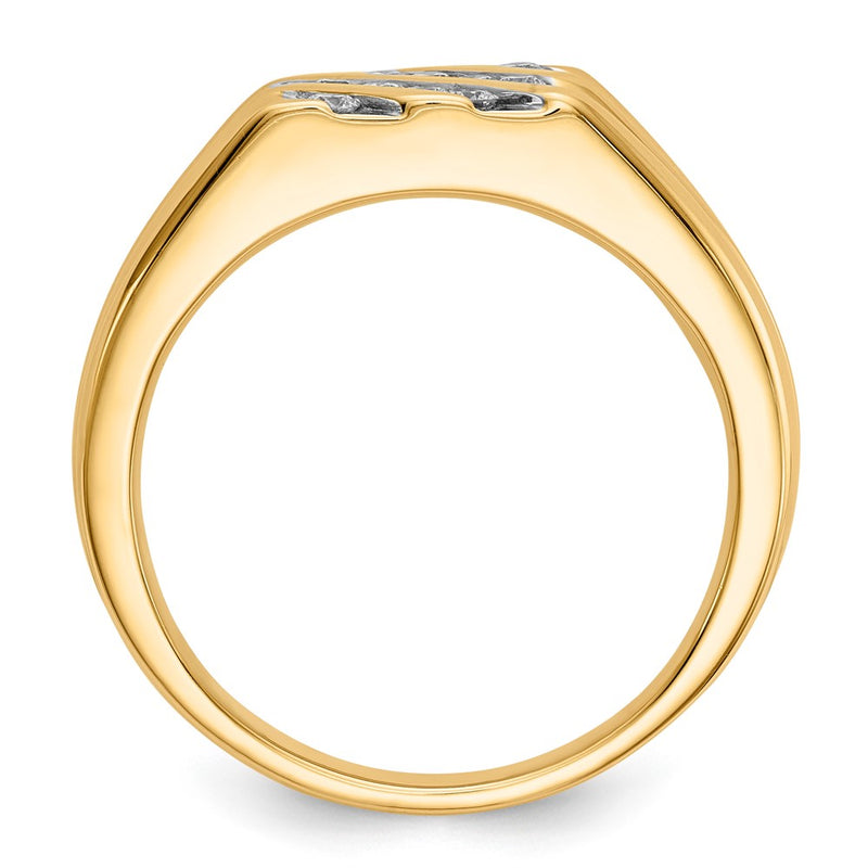 14K Yellow Gold Real Diamond Mens Ring