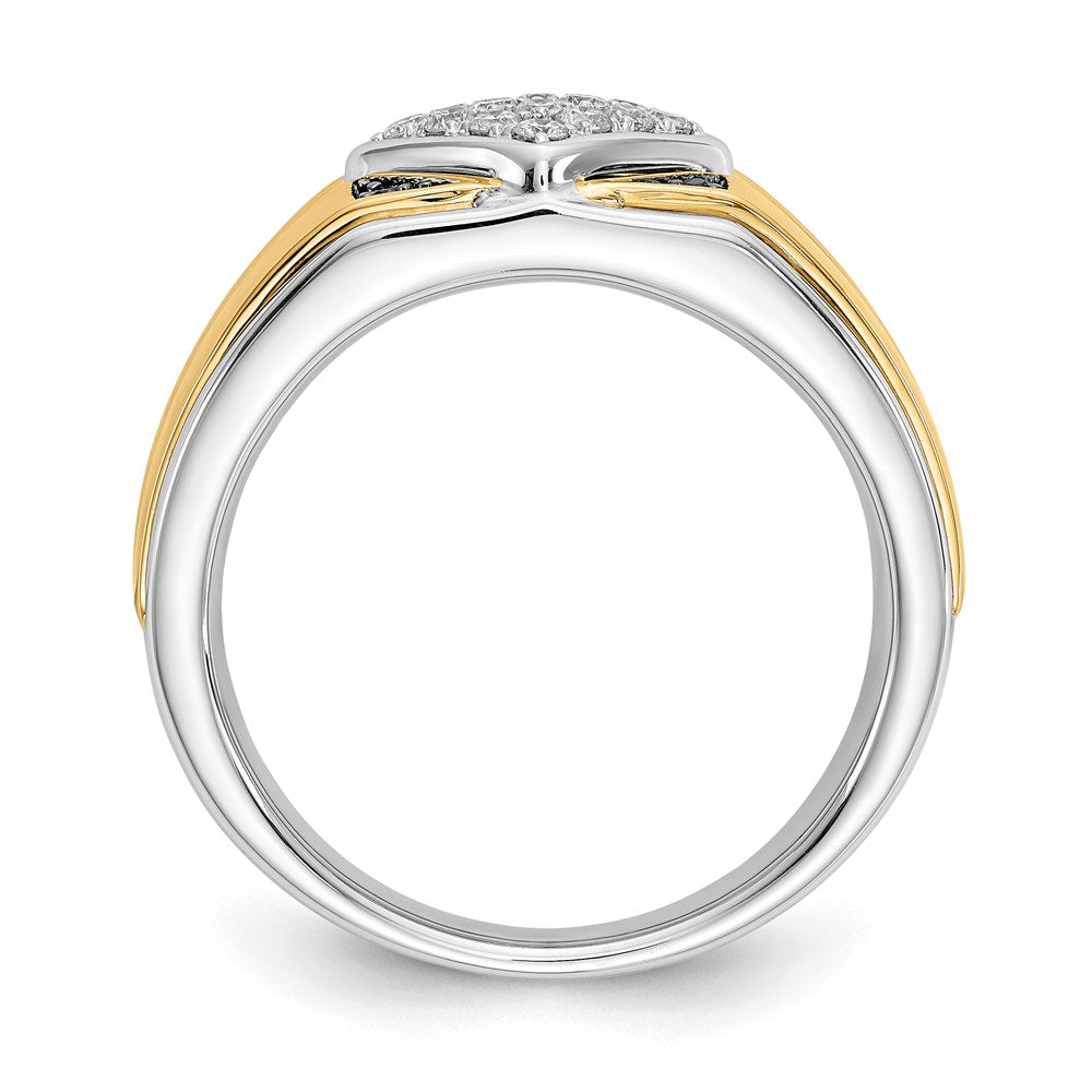 14k Two-Tone Gold Black & White Real Diamond Men's Ring
