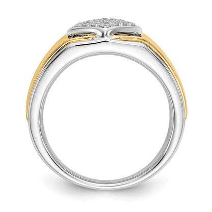 14k Two-Tone Gold Black & White Real Diamond Men's Ring