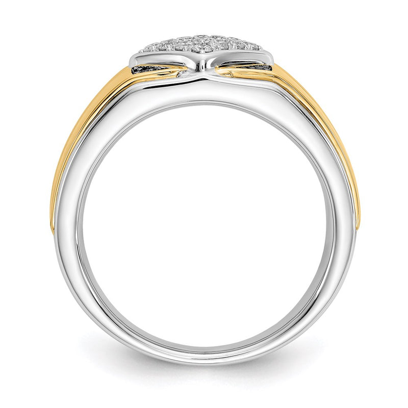14k Two-Tone Gold Black & White Real Diamond Men's Ring