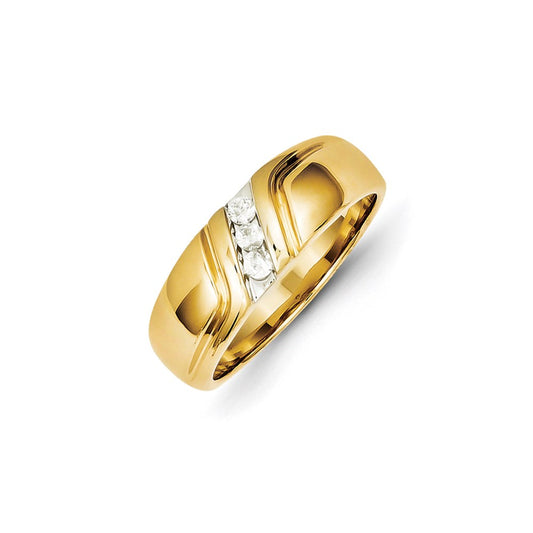 14K Yellow Gold Real Diamond Mens Ring