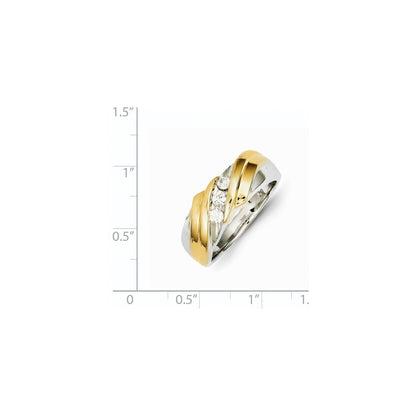 14k Two-Tone Gold Real Diamond Mens Ring