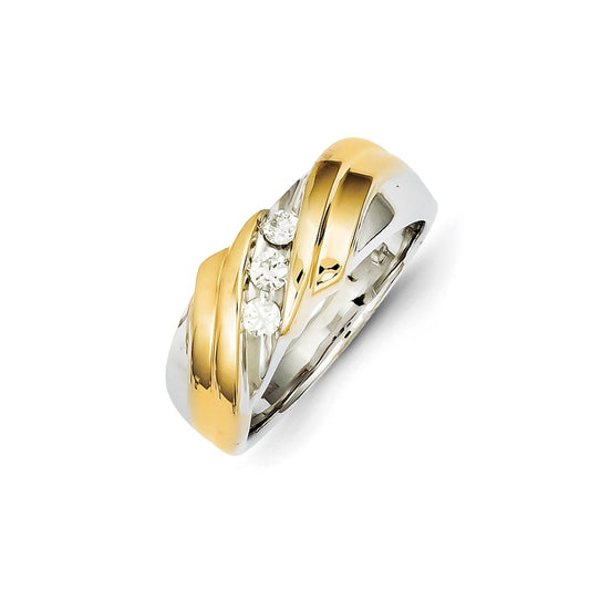 14k Two-Tone Gold Real Diamond Mens Ring