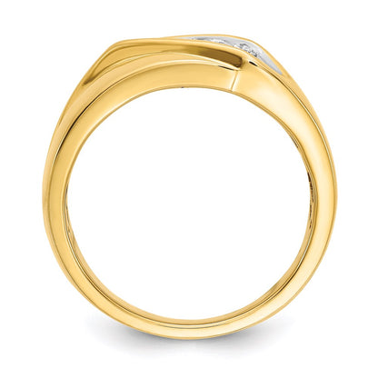 14K Yellow Gold Real Diamond Mens Ring
