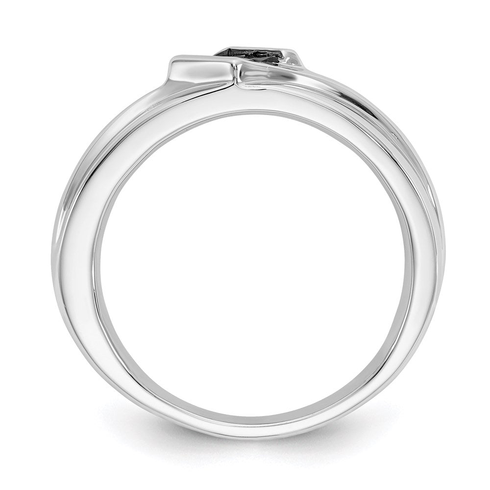 14k White Gold Black Real Diamond Mens Ring