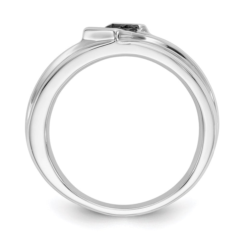 14k White Gold Black Real Diamond Mens Ring