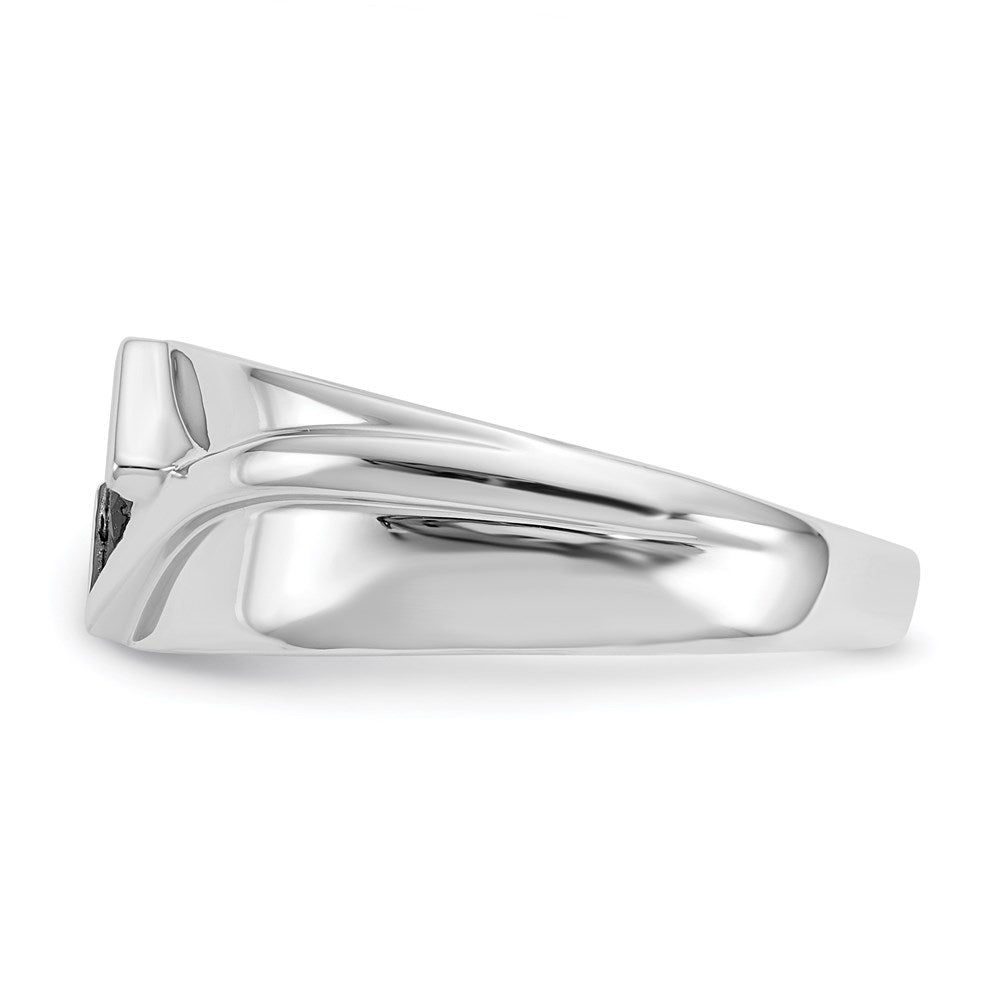14k White Gold Black Real Diamond Mens Ring