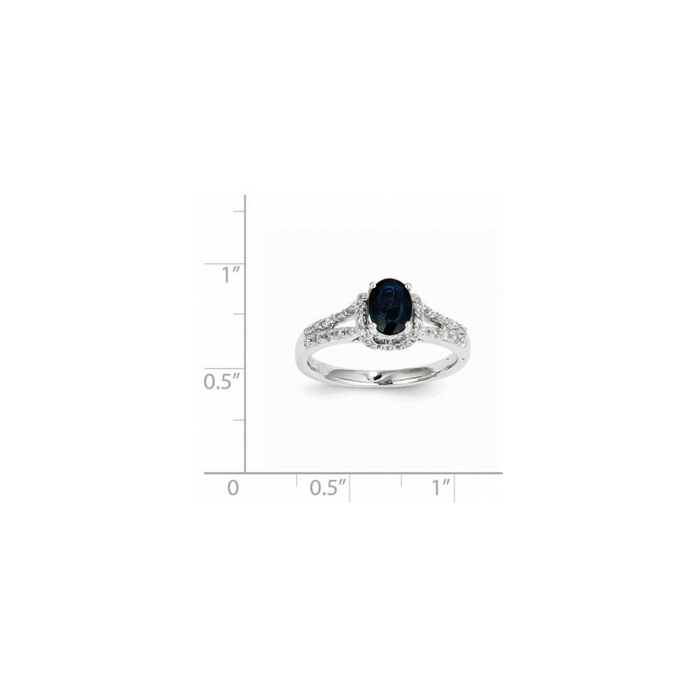 14K White Gold Real Diamond & Sapphire Ring