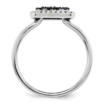14K White Gold Real Diamond & Sapphire Ring