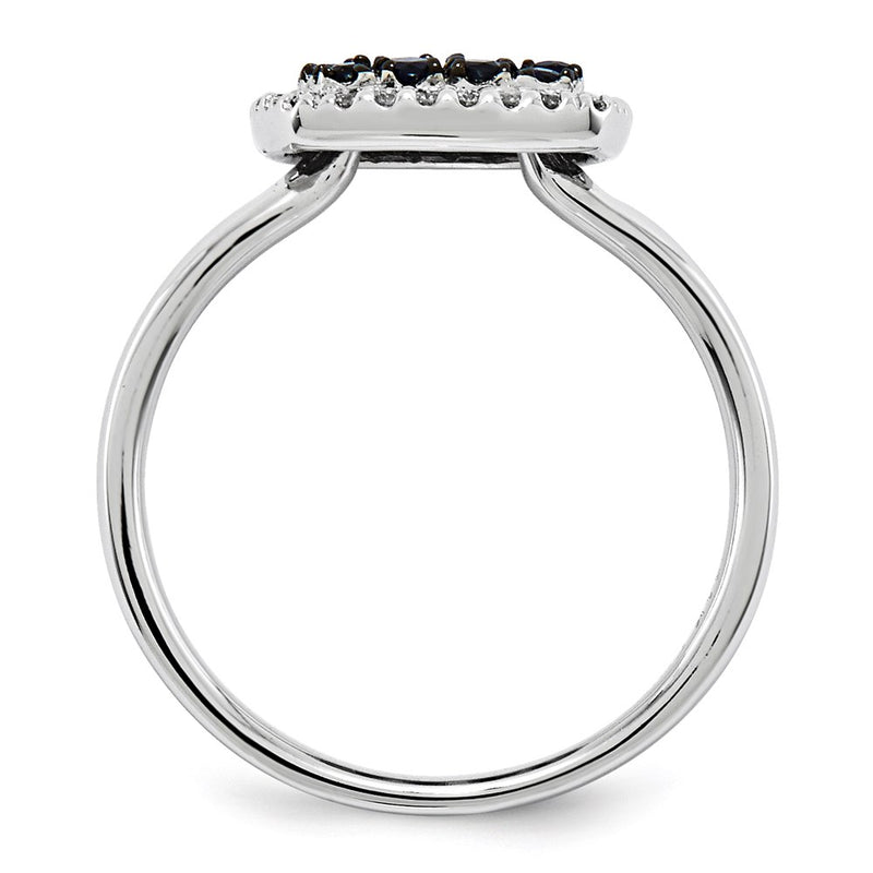 14K White Gold Real Diamond & Sapphire Ring