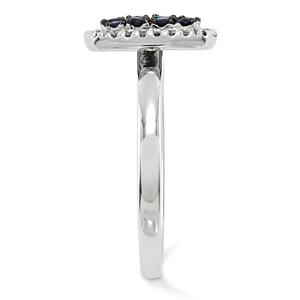 14K White Gold Real Diamond & Sapphire Ring